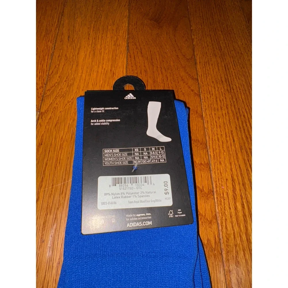 New Adidas Soccer Metro Socks Men's Large Arch Ankle Compression Team Royal Blue